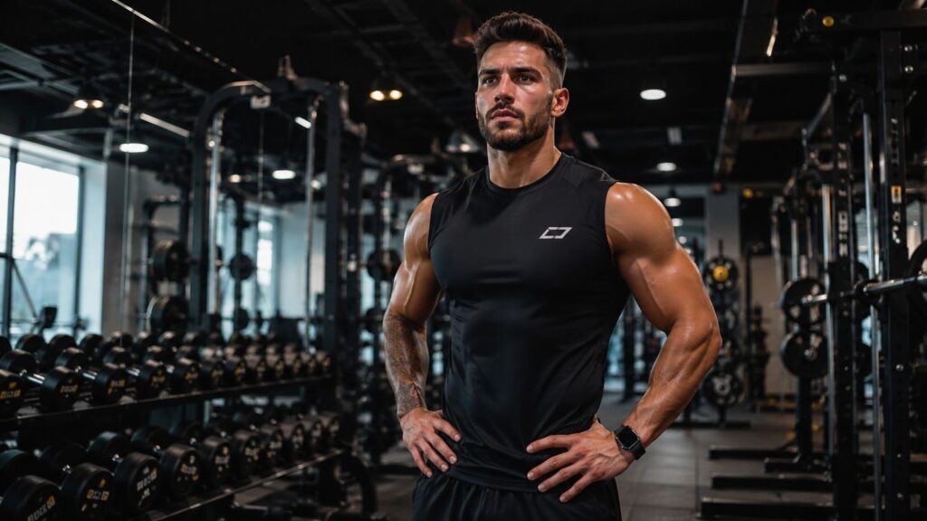 Male athlete in gym representing gym diet plan for weight loss for male.