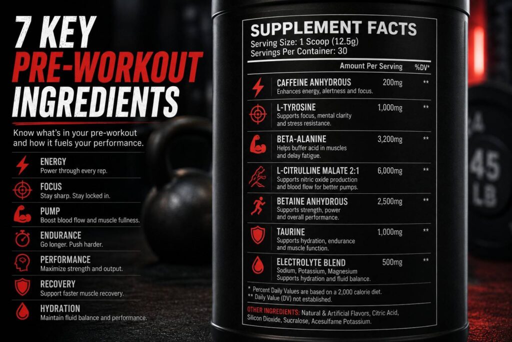 pre workout ingredients caffeine beta alanine citrulline