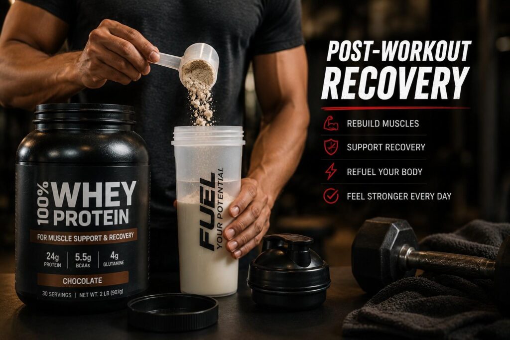 post workout whey protein shake after gym