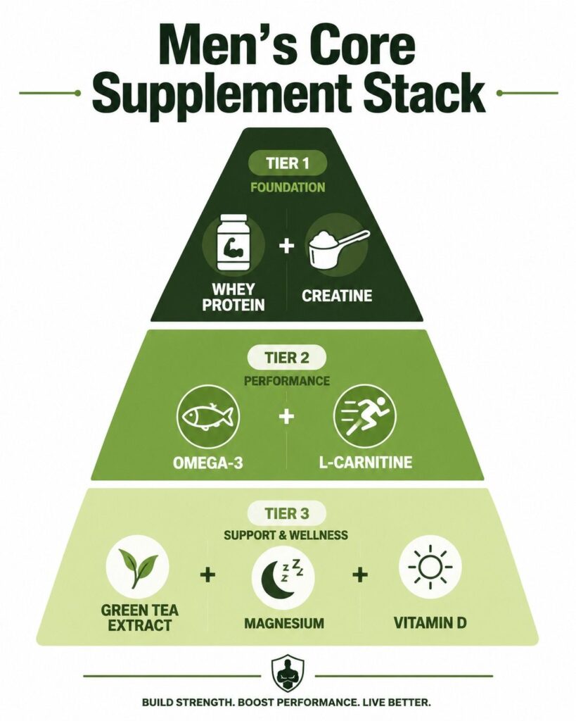 “Minimal supplement stack chart for men’s fitness and wellness”