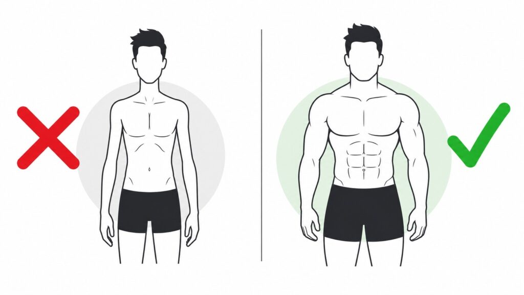 "Common mass gainer mistakes for skinny guys – before and after muscle gain comparison"
