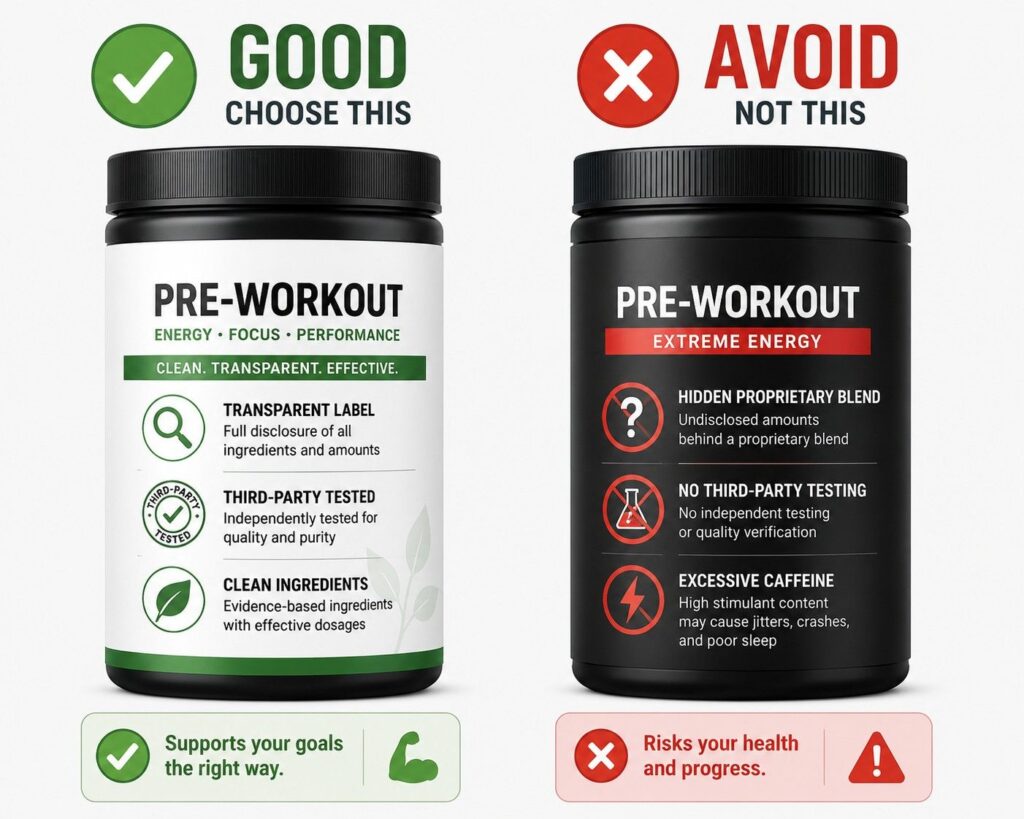 How to choose the best pre-workout supplement for weight loss — good vs bad label checklist for USA and India buyers
