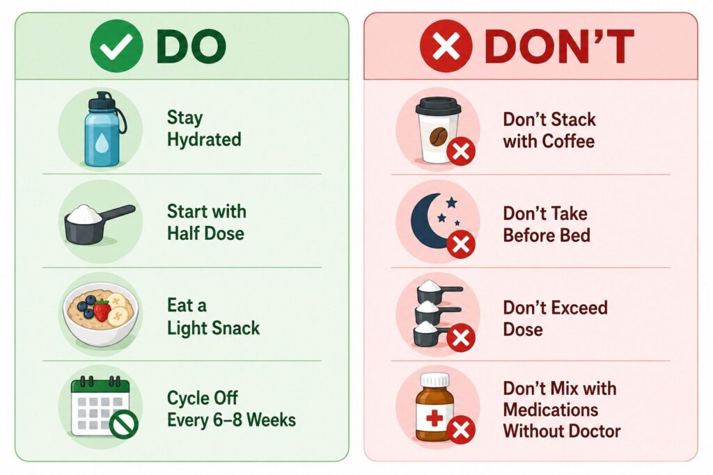 Pre-workout safety do's and don'ts for beginners — how to use pre-workout supplements safely for weight loss in USA and India
