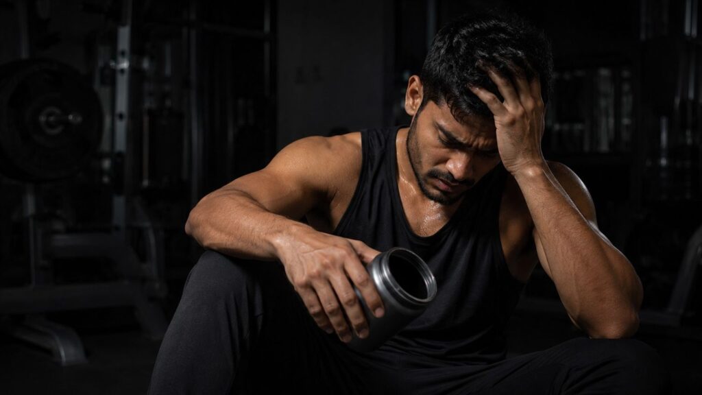 Pre workout side effect of caffeine dependency and withdrawal causing fatigue and exhaustion.