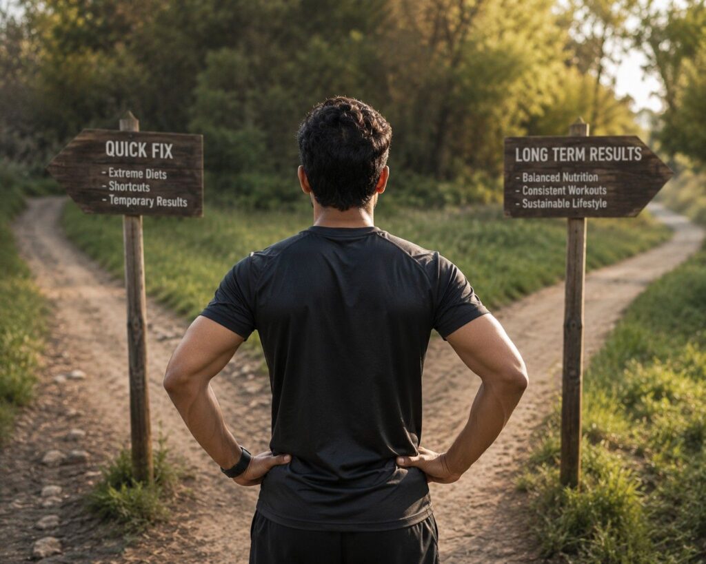 Choosing between quick weight loss and sustainable fat loss approach.