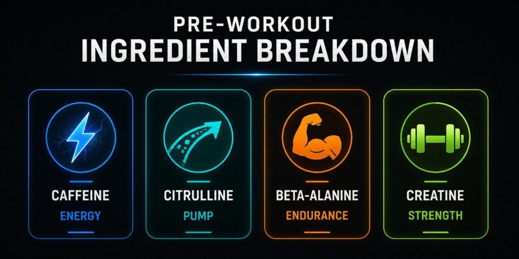 Pre-workout ingredient guide for fasted training — caffeine, citrulline, beta-alanine.