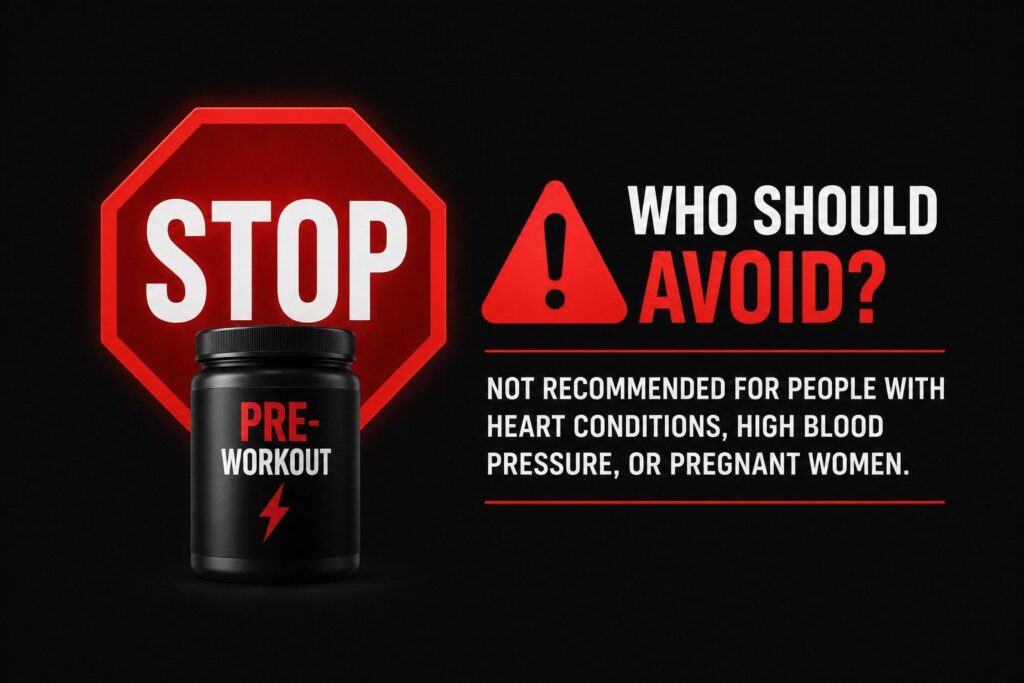 Who should avoid taking pre-workout on an empty stomach — safety warning.