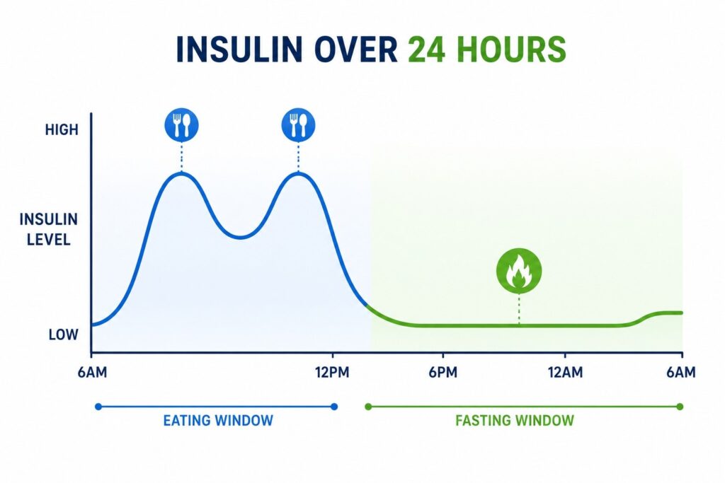 insulin sensitivity improvement with intermittent fasting - insulin level graph.