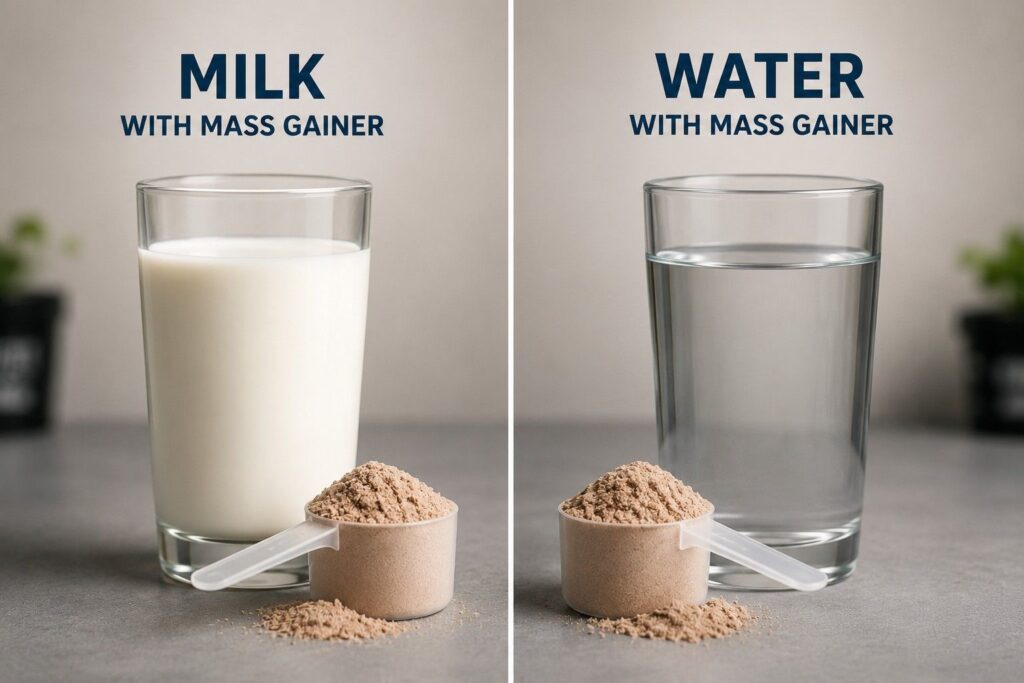 mass gainer with milk vs water quick comparison