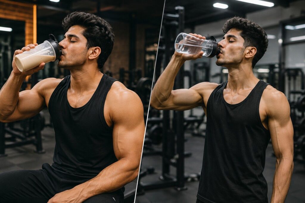 choosing milk or water mass gainer based on bulking or cutting goals