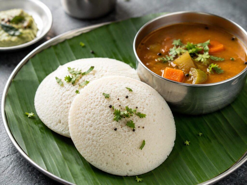 Small portion of idli and sambhar pre workout snack