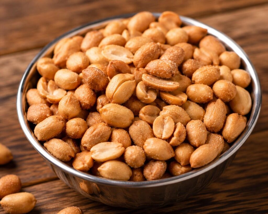 Roasted peanuts portion controlled snack for fat loss