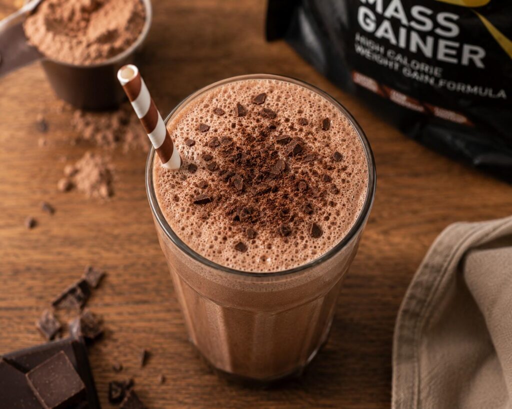 creamy mass gainer shake made with milk for better taste