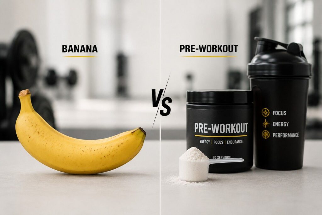 Comparison of banana and pre workout supplement for energy