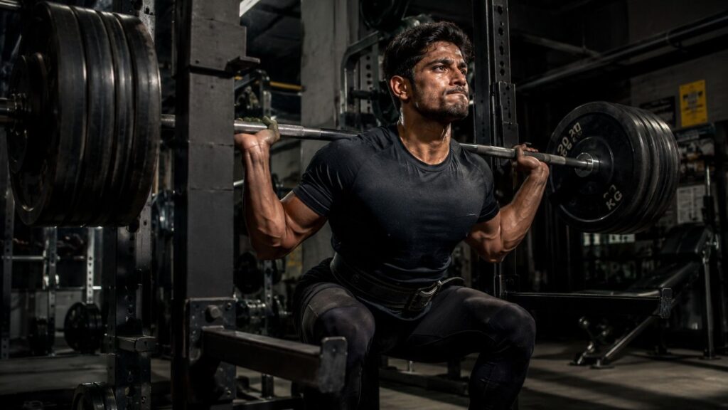 Indian gym-goer maintaining energy during workout without crash