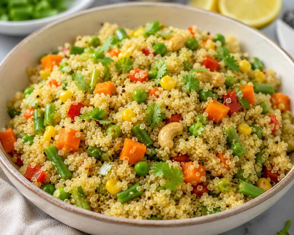 Quinoa vegetable pulao high protein office lunch idea