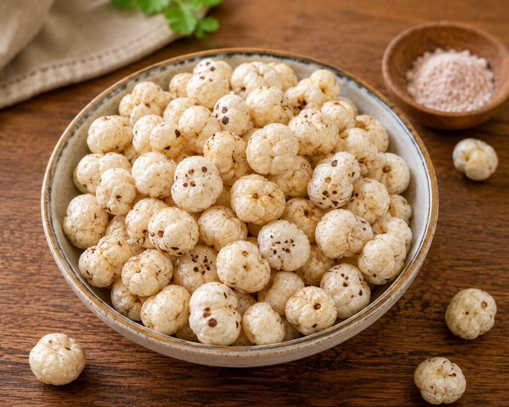 Roasted makhana fox nuts low calorie snack for fat loss